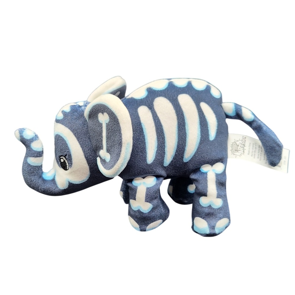 Pop Art Soft Elephant Skeleton Bone Plush Navy Blue White Bean Bag Toy E1016